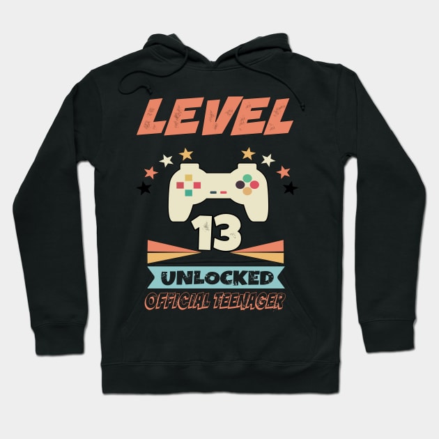 Official Teenager 13th Birthday Gift Level 13 Unlocked Hoodie by TabbyDesigns